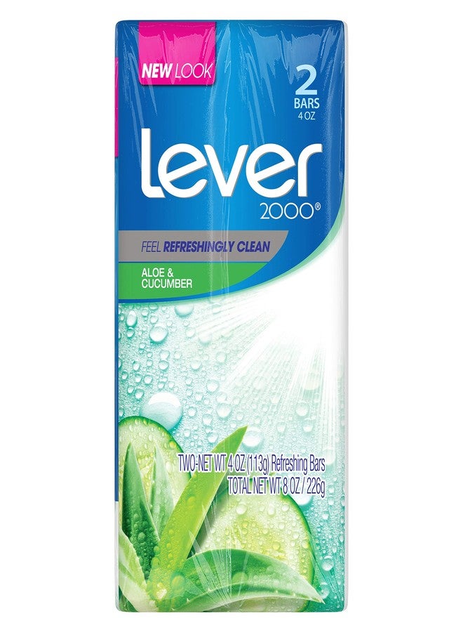 Lever 2000 Bar Soap, Aloe & Cucumber, 4 Ounce (Pack of 2) - Image 1